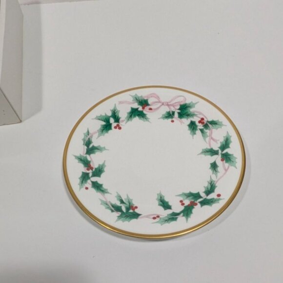 Mikasa Ribbon Holly Salad Plates Set Of 4 With Box Fine China Christmas Design - Picture 9 of 16